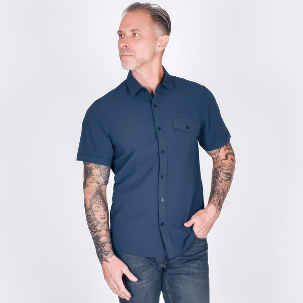 Camisa Hombre | Tela Texturizada y Bolsillo con Cartera Generra