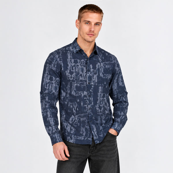 Camisa Generra Manga Larga Con Estampado Abstracto CL-418205