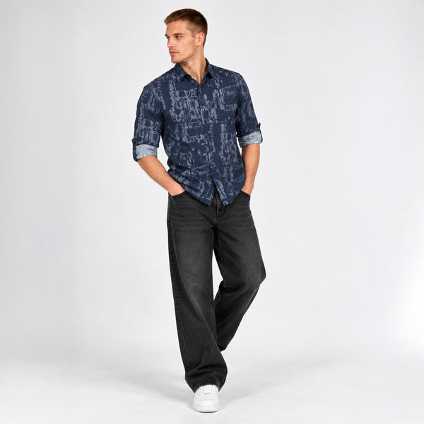 Camisa Generra Manga Larga Con Estampado Abstracto CL-418205