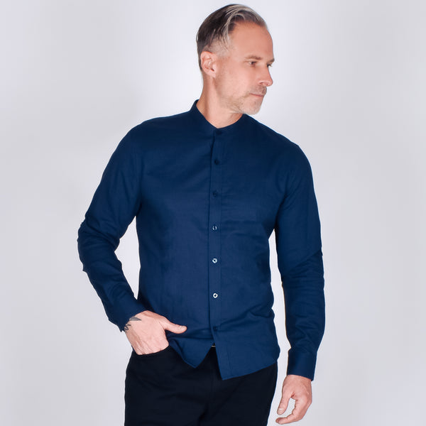 Camisa Hombre Regular Fit | Cuello Mao y Manga Larga