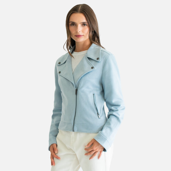 Chamarra Biker de Gamuza en Colores Pastel