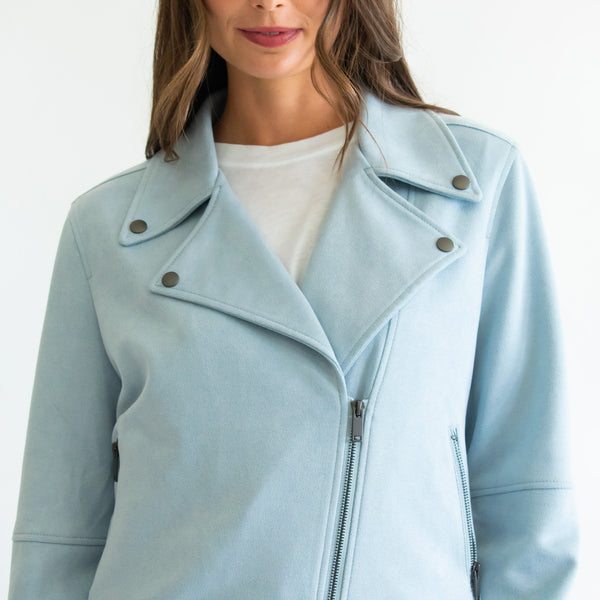 Chamarra Biker de Gamuza en Colores Pastel