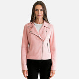 Chamarra Biker de Gamuza en Colores Pastel