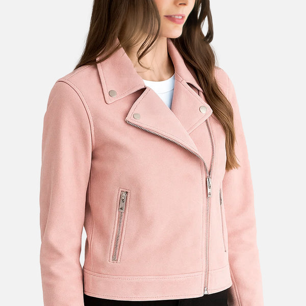 Chamarra Biker de Gamuza en Colores Pastel