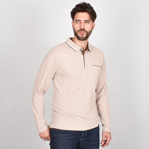 Playera Tipo Polo Generra Manga Larga Con Bolsillo Tipo Cartera 328900