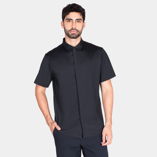 Camisa Manga Corta con Botones Ocultos