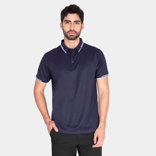 Playera Polo Manga Corta Con Líneas de Contraste