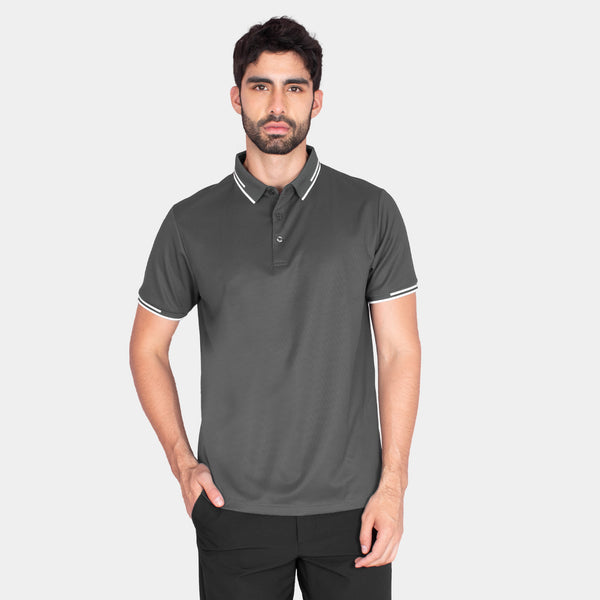 Playera Polo Manga Corta Con Líneas de Contraste