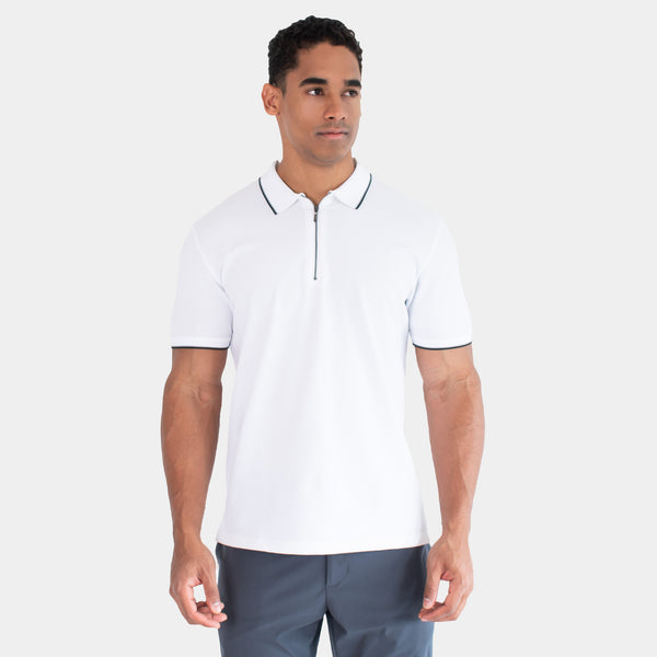 Playera Polo con Cierre al Frente y Contrastes de Color