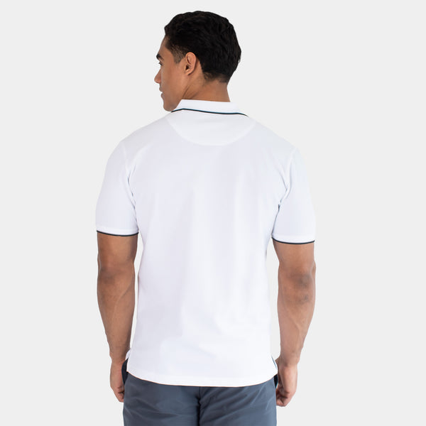 Playera Polo con Cierre al Frente y Contrastes de Color