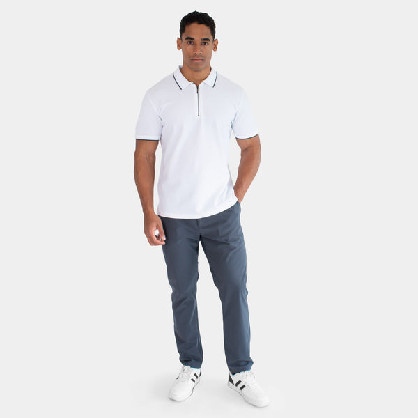 Playera Polo con Cierre al Frente y Contrastes de Color