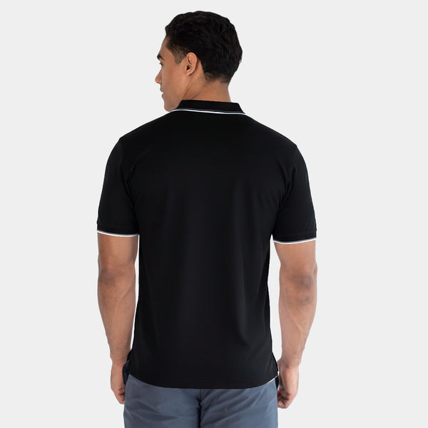 Playera Polo con Cierre al Frente y Contrastes de Color