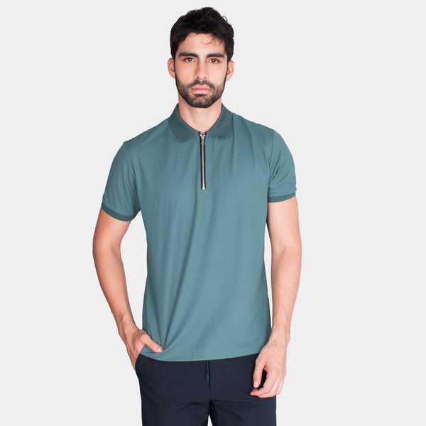 Playera Polo Ligera con Cierre al Frente