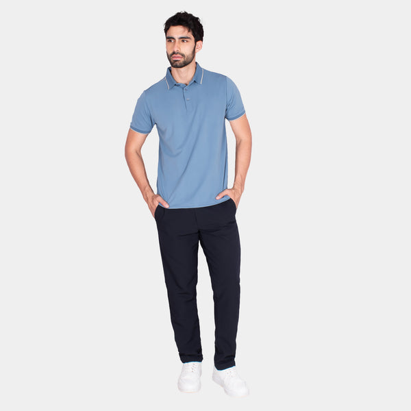 Playera Polo con Costuras Decorativas en Hombros