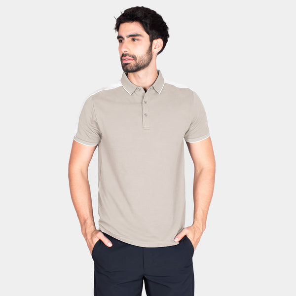 Playera Polo con Contraste de Color en Hombros
