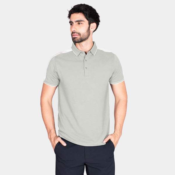 Playera Polo con Contraste de Color en Hombros