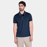 Playera Polo con Contrastes de Color y Cierre al Frente
