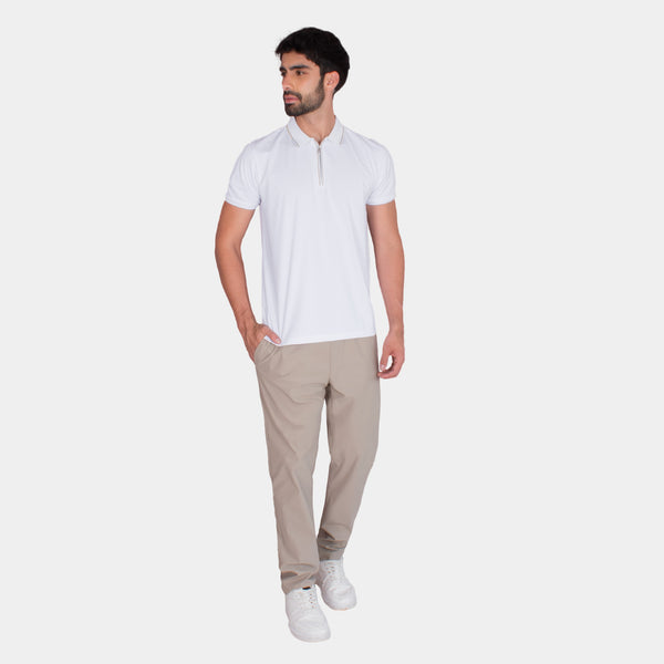 Playera Polo con Contrastes de Color y Cierre al Frente