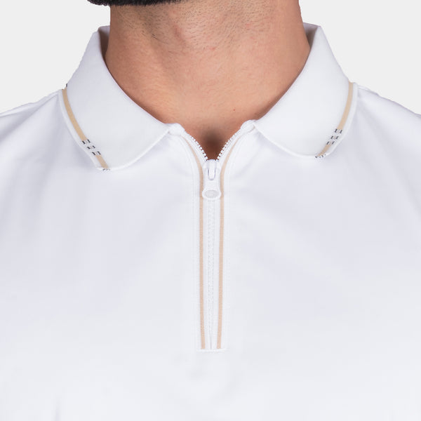 Playera Polo con Contrastes de Color y Cierre al Frente