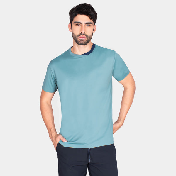 Playera Cuello Redondo con Contrastes de Color