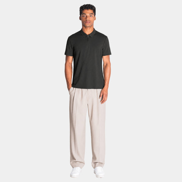 Playera Polo Manga Corte con Zipper al Tono