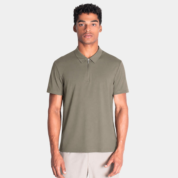 Playera Polo Manga Corte con Zipper al Tono