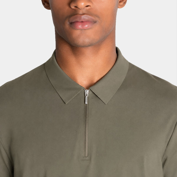 Playera Polo Manga Corte con Zipper al Tono
