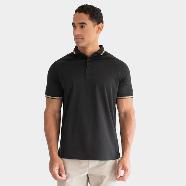 Playera Polo Manga Ranglan con Contrastes de Color