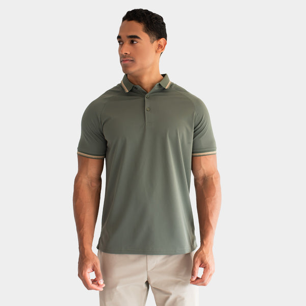 Playera Polo Manga Ranglan con Contrastes de Color