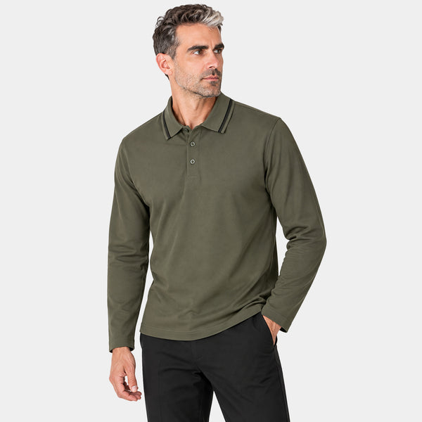Playera Polo Manga Larga Lightweight Contraste