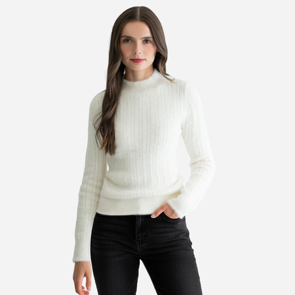 Suéter de Peluche con Cuello Redondo