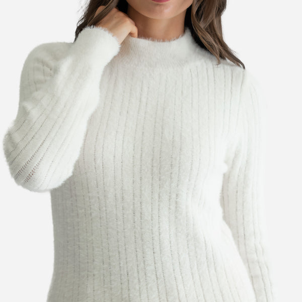 Suéter de Peluche con Cuello Redondo