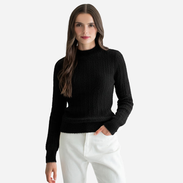 Suéter de Peluche con Cuello Redondo