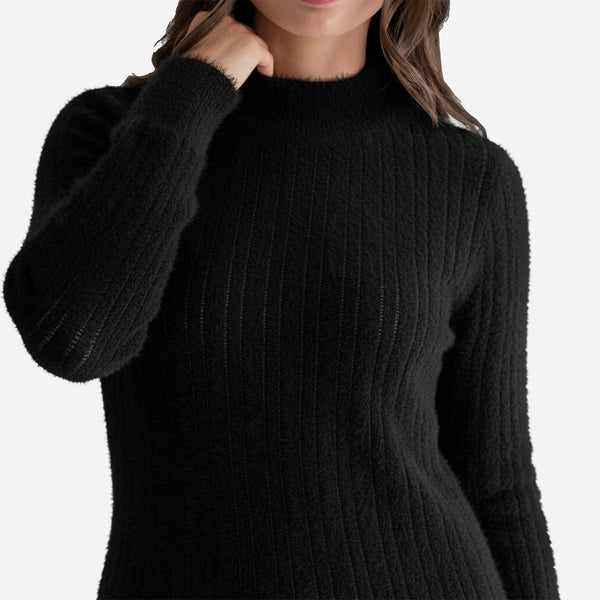 Suéter de Peluche con Cuello Redondo