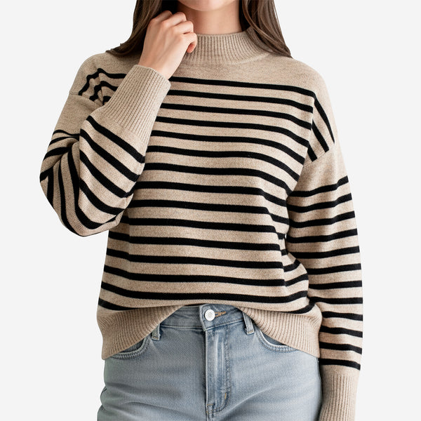 Suéter Estampado a Rayas con Apertura Lateral