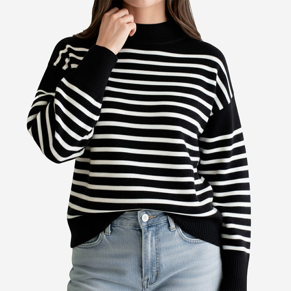 Suéter Estampado a Rayas con Apertura Lateral