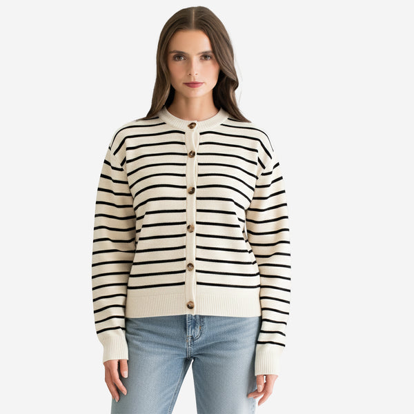 Suéter Estampado a Rayas con Botones