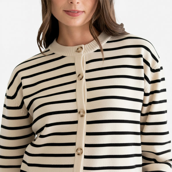 Suéter Estampado a Rayas con Botones