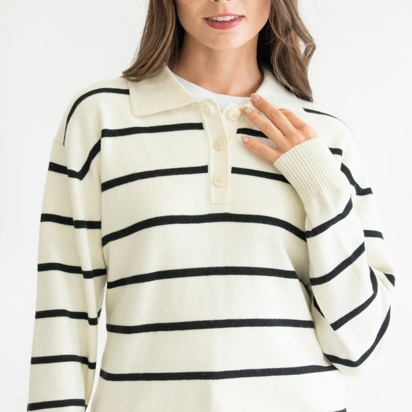 Suéter con Cuello Tipo Polo Para Dama