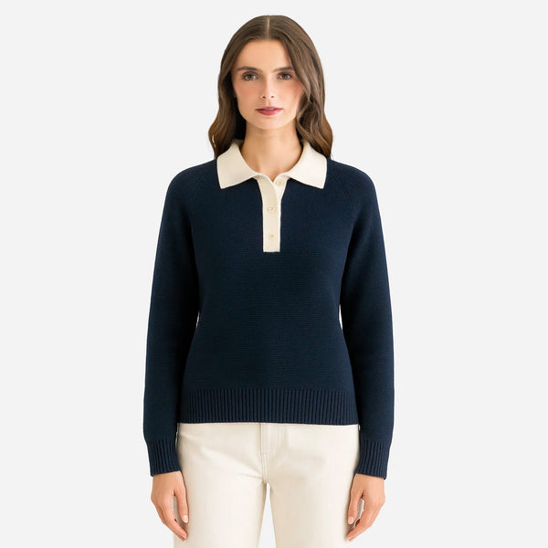 Suéter con Cuello Tipo Polo Para Dama