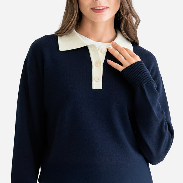 Suéter con Cuello Tipo Polo Para Dama