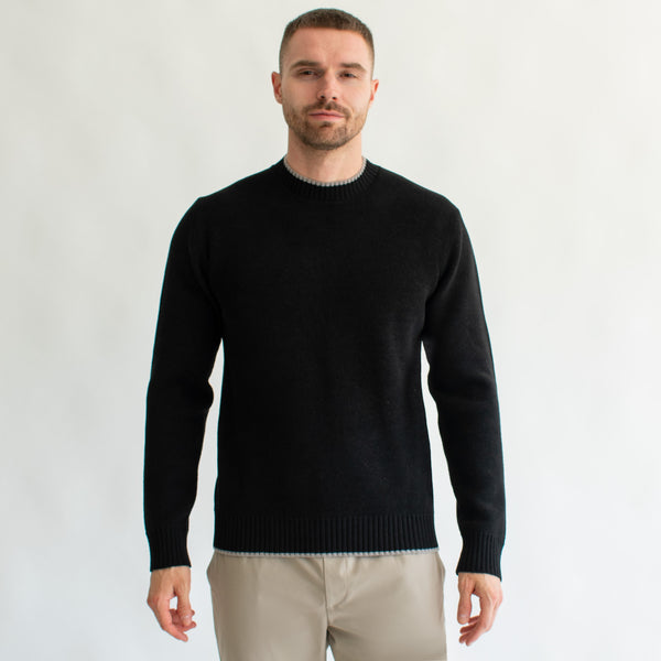 Suéter para Hombre Regular Fit – Cuello Redondo, Rib en Contraste