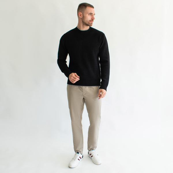 Suéter para Hombre Regular Fit – Cuello Redondo, Rib en Contraste