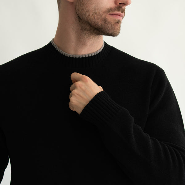 Suéter para Hombre Regular Fit – Cuello Redondo, Rib en Contraste