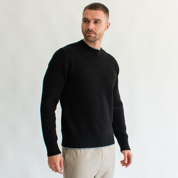 Suéter para Hombre Regular Fit – Cuello Redondo, Rib en Contraste