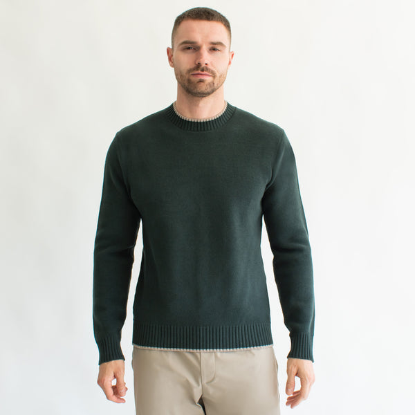 Suéter para Hombre Regular Fit – Cuello Redondo, Rib en Contraste