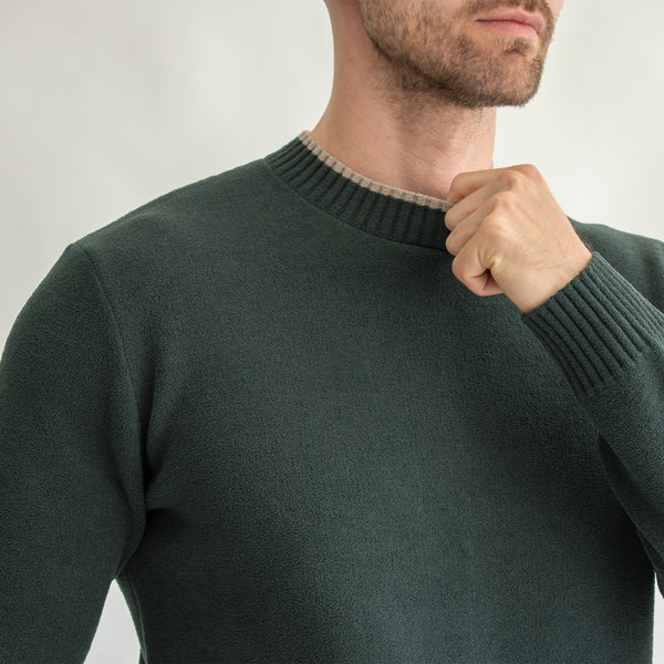 Suéter para Hombre Regular Fit – Cuello Redondo, Rib en Contraste