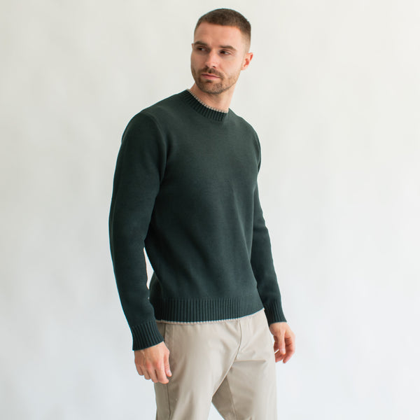 Suéter para Hombre Regular Fit – Cuello Redondo, Rib en Contraste