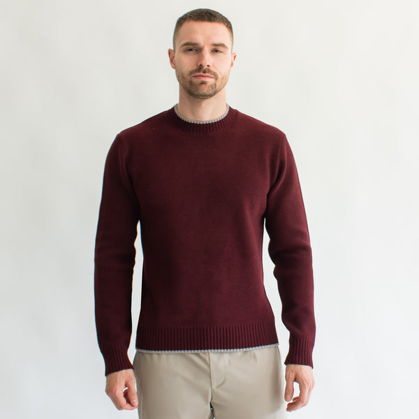 Suéter para Hombre Regular Fit – Cuello Redondo, Rib en Contraste