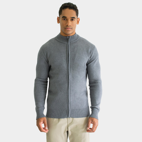 Suéter Ligero Cuello Mock Cierre Completo